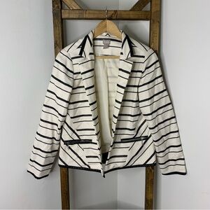 Chicos Striped Black and White Women's Blazer Size S